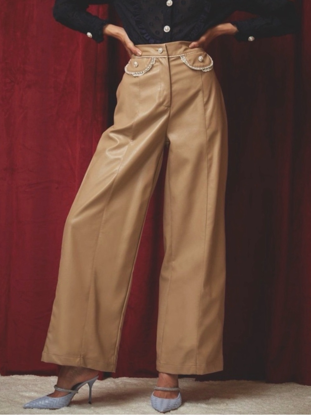 Sister Jane DREAM Valentina Faux Leather Trousers S *Missing Button* RARE HTF